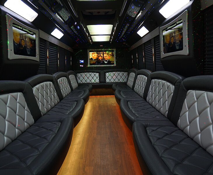 large party bus interior