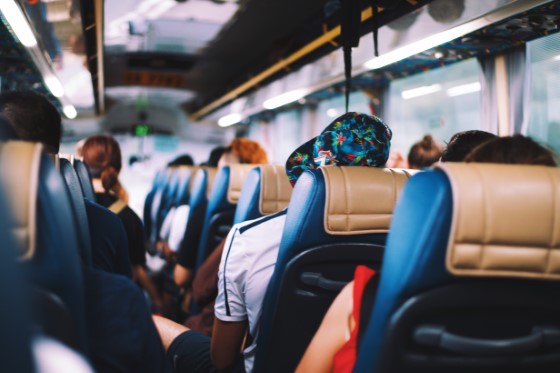 shuttle bus full of passengers