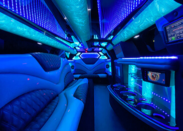 limousine with blue lighting